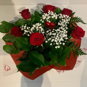 Valentines Half Dozen Red Roses Bouquet