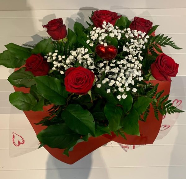 Valentines Half Dozen Red Roses Bouquet