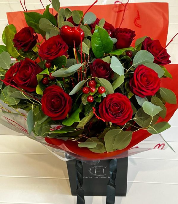 Valentines Dozen Red Roses Bouquet