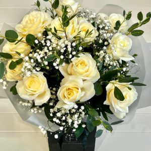 Valentines Dozen Cream Roses Bouquet