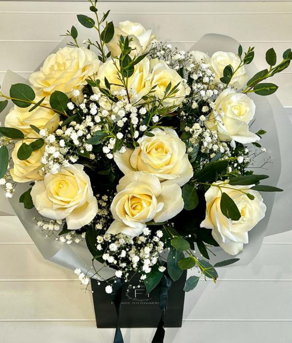 Valentines Dozen Cream Roses Bouquet